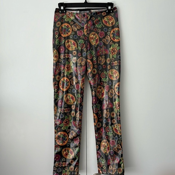 Lip Service Pants - Rare Vintage Lip Service Los Angeles poly coated butterfly  floral groovy pants